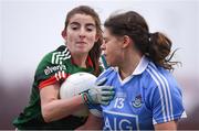 24 February 2018; Noelle Healy of Dublin in action against Saoirse Ludden of Mayo during the Lidl Ladies Football National League Division 1 Round 4 match between Mayo and Dublin at Elverys MacHale Park in Castlebar, Co Mayo. Photo by Stephen McCarthy/Sportsfile