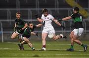 24 February 2018; Se McGuigan of Slaughtneil has his shot on goal blocked by Alan Cronin of Nemo Rangers during the AIB GAA Football All-Ireland Senior Club Championship Semi-Final match between Nemo Rangers and Slaughtneil at O'Moore Park in Portlaoise, Co Laois. Photo by Eóin Noonan/Sportsfile