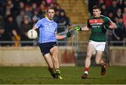 24 February 2018; Paul Mannion of Dublin shoots to score his side's first goal during the Allianz Football League Division 1 Round 4 match between Mayo and Dublin at Elverys MacHale Park in Castlebar, Co Mayo. Photo by Stephen McCarthy/Sportsfile