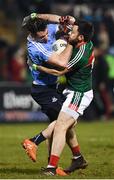 24 February 2018; Michael Darragh Macauley of Dublin in action against Kevin McLoughlin of Mayo during the Allianz Football League Division 1 Round 4 match between Mayo and Dublin at Elverys MacHale Park in Castlebar, Co Mayo. Photo by Stephen McCarthy/Sportsfile
