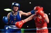 24 February 2018; Kellie Harrington, left, in action against Amy Broadhurst during the Liffey Crane Hire IABA Elite Boxing Championships 2018 Finals at the National Stadium in Dublin. Photo by David Fitzgerald/Sportsfile