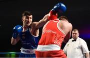 24 February 2018; Kiril Afansev, left, in action against Kevin Sheehy during the Liffey Crane Hire IABA Elite Boxing Championships 2018 Finals at the National Stadium in Dublin. Photo by David Fitzgerald/Sportsfile