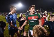 24 February 2018; Lee Keegan of Mayo and Dean Rock of Dublin following the Allianz Football League Division 1 Round 4 match between Mayo and Dublin at Elverys MacHale Park in Castlebar, Co Mayo. Photo by Stephen McCarthy/Sportsfile