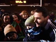 24 February 2018; Dublin goalkeeper Stephen Cluxton poses for a photogrpah with 18-month-old Elliot Nevins, from Tallaght, following the Allianz Football League Division 1 Round 4 match between Mayo and Dublin at Elverys MacHale Park in Castlebar, Co Mayo. Photo by Stephen McCarthy/Sportsfile