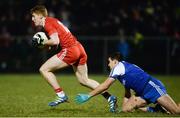 24 February 2018; Peter Harte of Tyrone  in action against Drew Wylie of Monaghan during the Allianz Football League Division 1 Round 4 match between Monaghan and Tyrone at St Mary's Park in Castleblayney, Monaghan. Photo by Oliver McVeigh/Sportsfile