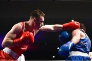 24 February 2018; Kieran Molloy, left, in action against Eugene McKeever during the Liffey Crane Hire IABA Elite Boxing Championships 2018 Finals at the National Stadium in Dublin. Photo by David Fitzgerald/Sportsfile