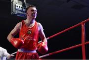24 February 2018; Kieran Molloy celebrates after defeating Eugene McKeever during the Liffey Crane Hire IABA Elite Boxing Championships 2018 Finals at the National Stadium in Dublin. Photo by David Fitzgerald/Sportsfile