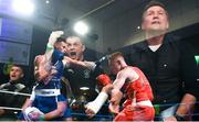 24 February 2018; (EDITORS NOTE; Image created using the Multiple Exposure function in camera) Brett McGinty's cornermen Eugene O'Kane, right, and Christy Doherty look on during his fight against Michael Nevin at the Liffey Crane Hire IABA Elite Boxing Championships 2018 Finals at the National Stadium in Dublin. Photo by David Fitzgerald/Sportsfile