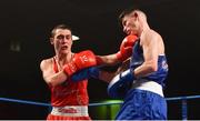 24 February 2018; Evan Metcalfe, left, in action against Thomas McCarthy during the Liffey Crane Hire IABA Elite Boxing Championships 2018 Finals at the National Stadium in Dublin. Photo by David Fitzgerald/Sportsfile