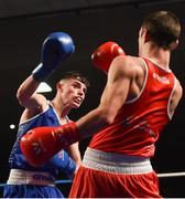 24 February 2018; Thomas McCarthy, left, in action against Evan Metcalfe during the Liffey Crane Hire IABA Elite Boxing Championships 2018 Finals at the National Stadium in Dublin. Photo by David Fitzgerald/Sportsfile