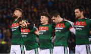24 February 2018; Mayo players, from left, Aidan O'Shea, Lee Keegan, Michael Hall, Caolan Crowe and Ger Cafferkey during the Allianz Football League Division 1 Round 4 match between Mayo and Dublin at Elverys MacHale Park in Castlebar, Co Mayo. Photo by Stephen McCarthy/Sportsfile