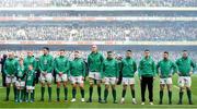 24 February 2018; Ireland players during the national anthems prior to the NatWest Six Nations Rugby Championship match between Ireland and Wales at the Aviva Stadium in Lansdowne Road, Dublin. Photo by David Fitzgerald/Sportsfile