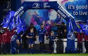 23 February 2018; Matchday mascots James McGrath, left, and Max Bourke, with Leinster captain Isa Nacewa prior the Guinness PRO14 Round 16 match between Leinster and Southern Kings at the RDS Arena in Dublin. Photo by Ramsey Cardy/Sportsfile