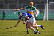 25 February 2018; Neil Foyle of Laois in action against Colin Egan of Offaly during the Allianz Hurling League Division 1B Round 4 match between Offaly and Laois at Bord Na Móna O’Connor Park in Offaly. Photo by Sam Barnes/Sportsfile