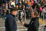 25 February 2018; Kerry manager Eamonn Fitzmaurice is interviewed by Marcus Ó Buachalla for TG4 prior to the Allianz Football League Division 1 Round 4 match between Kerry and Galway at Austin Stack Park in Kerry. Photo by Diarmuid Greene/Sportsfile