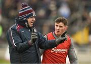 25 February 2018; Galway manager Kevin Walsh in conversation with Shane Walsh prior to the Allianz Football League Division 1 Round 4 match between Kerry and Galway at Austin Stack Park in Kerry. Photo by Diarmuid Greene/Sportsfile