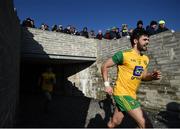 25 February 2018; Odhran Mac Niallais of Donegal runs out for the second half of the Allianz Football League Division 1 Round 4 match between Donegal and Kildare at Fr Tierney Park in Ballyshannon, Co Donegal. Photo by Stephen McCarthy/Sportsfile