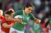 25 February 2018; Sene Naoupu of Ireland breaks the tackle from Rhiannon Parker of Wales as she runs in to score her side's third try during the Women's Six Nations Rugby Championship match between Ireland and Wales at Donnybrook Stadium in Dublin. Photo by David Fitzgerald/Sportsfile