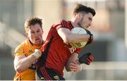 25 February 2018; Niall McParland of Down in action against Eoin CLeary of Clare during the Allianz Football League Division 2 Round 4 match between Down and Clare at Páirc Esler, Newry, in Down. Photo by Oliver McVeigh/Sportsfile