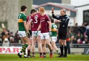 25 February 2018; Johnny Heaney and Sean Andy Ó Ceallaigh of Galway are both shown a black card by referee Fergal Kelly during the Allianz Football League Division 1 Round 4 match between Kerry and Galway at Austin Stack Park in Kerry. Photo by Diarmuid Greene/Sportsfile