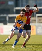 25 February 2018; Cian O'Dea of Clare in action against Kevin McKernan of Down during the Allianz Football League Division 2 Round 4 match between Down and Clare at Páirc Esler, Newry, in Down. Photo by Oliver McVeigh/Sportsfile