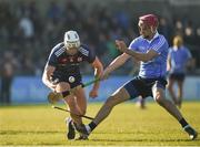 25 February 2018; Gearóid McInerney of Galway in action against Danny Sutcliffe of Dublin during the Allianz Hurling League Division 1B Round 4 match between Dublin and Galway at Parnell Park in Dublin. Photo by Daire Brennan/Sportsfile