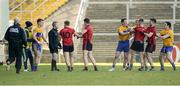 25 February 2018; Players from both sides involved in a second half dispute during the Allianz Football League Division 2 Round 4 match between Down and Clare at Páirc Esler, Newry, in Down. Photo by Oliver McVeigh/Sportsfile
