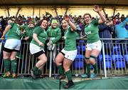 25 February 2018; Ciara O'Connor, left, Laura Feely and Edel McMahon of Ireland following the Women's Six Nations Rugby Championship match between Ireland and Wales at Donnybrook Stadium in Dublin. Photo by David Fitzgerald/Sportsfile