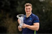 26 February 2018; Josh van der Flier of Leinster with the Bank of Ireland Leinster Rugby Player of the Month for January at Leinster Rugby Headquarters in Dublin. Photo by Ramsey Cardy/Sportsfile