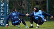 26 February 2018; Dave Kearney, left, and James Lowe during Leinster Rugby squad training at UCD in Dublin. Photo by Ramsey Cardy/Sportsfile