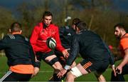 26 February 2018; Tommy O'Donnell in action against John Poland, Dave O'Callaghan and James Cronin during Munster Rugby squad training at the University of Limerick in Limerick. Photo by Diarmuid Greene/Sportsfile