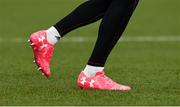 26 February 2018; A general view of Alex Wootton's boots during Munster Rugby squad training at the University of Limerick in Limerick. Photo by Diarmuid Greene/Sportsfile