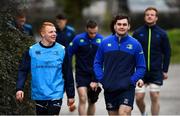 26 February 2018; Gavin Mullin, left, and Conor O'Brien arrives for Leinster Rugby squad training at UCD in Dublin. Photo by Ramsey Cardy/Sportsfile