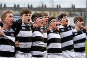26 February 2018; Belvedere College players sing with supporters after the Bank of Ireland Leinster Schools Junior Cup Round 2 match between Belvedere College and Clongowes Wood College at Donnybrook Stadium in Dublin. Photo by Piaras Ó Mídheach/Sportsfile