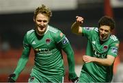 26 February 2018; Kieran Sadlier, left, of Cork City celebrates with team-mate Barry McNamee after scoring his side's second goal during the SSE Airtricity League Premier Division match between Sligo Rovers and Cork City at The Showgrounds in Sligo. Photo by Oliver McVeigh/Sportsfile