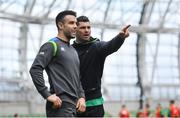 27 February 2018; Conor Murray, left, and Rob Kearney during an Ireland rugby open training session at the Aviva Stadium in Dublin. Photo by Ramsey Cardy/Sportsfile