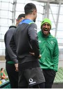 27 February 2018; Bundee Aki during an Ireland rugby open training session at the Aviva Stadium in Dublin. Photo by Ramsey Cardy/Sportsfile