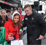 27 February 2018; Dan Leavy meets supporters at an Ireland rugby open training session at the Aviva Stadium in Dublin. Photo by Ramsey Cardy/Sportsfile