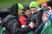 27 February 2018; Jonathan Sexton meets supporters at an Ireland rugby open training session at the Aviva Stadium in Dublin. Photo by Ramsey Cardy/Sportsfile