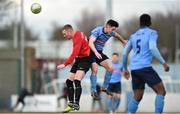 27 February 2018; Shane Daly-Butz of University College Cork in action against Daniel Tobin of University College Dublin during the RUSTLERS CUFL Men’s Premier Division Final match between University College Dublin and University College Cork at Home Farm FC, in Dublin. Photo by David Fitzgerald/Sportsfile