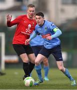 27 February 2018; Gary O'Neill of University College Dublin in action against Shane Daly-Butz of University College Cork during the RUSTLERS CUFL Men’s Premier Division Final match between University College Dublin and University College Cork at Home Farm FC, in Dublin. Photo by David Fitzgerald/Sportsfile