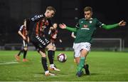 27 February 2018; Keith Ward of Bohemians in action against Niall Logue of Derry City during the SSE Airtricity League Premier Division match between Bohemians and Derry City at Dalymount Park in Dublin. Photo by David Fitzgerald/Sportsfile