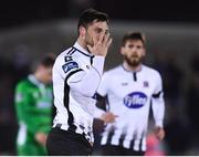 27 February 2018; Patrick Hoban of Dundalk celebrates after scoring his side's third goal during the SSE Airtricity League Premier Division match between Dundalk and Limerick at Oriel Park in Dundalk, Co Louth. Photo by Stephen McCarthy/Sportsfile