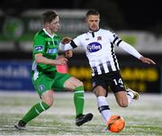 27 February 2018; Dane Massey of Dundalk in action against William Fitzgerald of Limerick during the SSE Airtricity League Premier Division match between Dundalk and Limerick at Oriel Park in Dundalk, Co Louth. Photo by Stephen McCarthy/Sportsfile