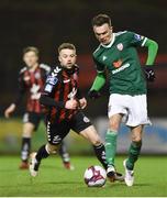 27 February 2018; Rory Hale of Derry City in action against Keith Ward of Bohemians during the SSE Airtricity League Premier Division match between Bohemians and Derry City at Dalymount Park in Dublin. Photo by David Fitzgerald/Sportsfile