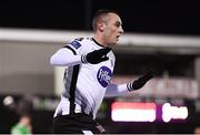 27 February 2018; Dylan Connolly of Dundalk celebrates after scoring his side's seventh goal during the SSE Airtricity League Premier Division match between Dundalk and Limerick at Oriel Park in Dundalk, Co Louth. Photo by Stephen McCarthy/Sportsfile