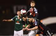 27 February 2018; Kevin Devaney of Bohemians is fouled in the box by Conor McDermott of Derry City resulting in a penalty during the SSE Airtricity League Premier Division match between Bohemians and Derry City at Dalymount Park in Dublin. Photo by David Fitzgerald/Sportsfile