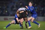 23 February 2018; Ciarán Frawley, left, and Nick McCarthy of Leinster tackle Luzuko Vulindlu of Southern Kings during the Guinness PRO14 Round 16 match between Leinster and Southern Kings at the RDS Arena in Dublin. Photo by Brendan Moran/Sportsfile