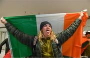 28 February 2018: Brendan &quot;Bubba&quot; Newby of Ireland is pictured in Dublin Airport having returned home today from PyeongChang, South Korea. Five athletes from Ireland, four who made their Olympic debuts, competed at the 23rd Winter Games. All five athletes will celebrate their homecoming in Dublin before leaving tomorrow to switch their focus to training and preparations for upcoming competitions. Photo by Eóin Noonan/Sportsfile