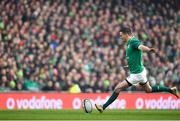 24 February 2018; Jonathan Sexton of Ireland kicks a penalty during the NatWest Six Nations Rugby Championship match between Ireland and Wales at the Aviva Stadium in Lansdowne Road, Dublin. Photo by Brendan Moran/Sportsfile